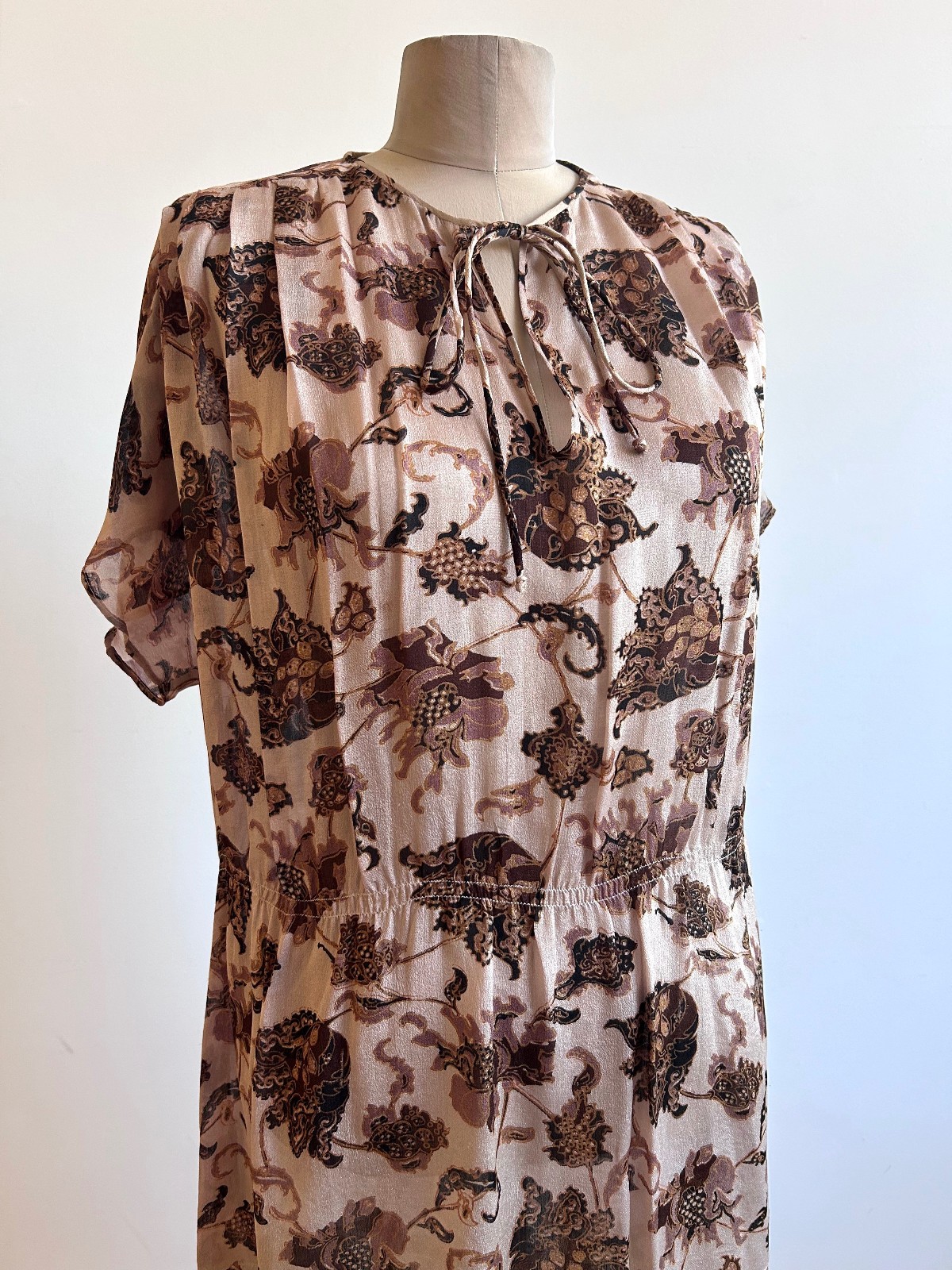 Vintage Judith Ann for Heiser-Egan Vintage Sheer India Silk Dress sz S M 1970s