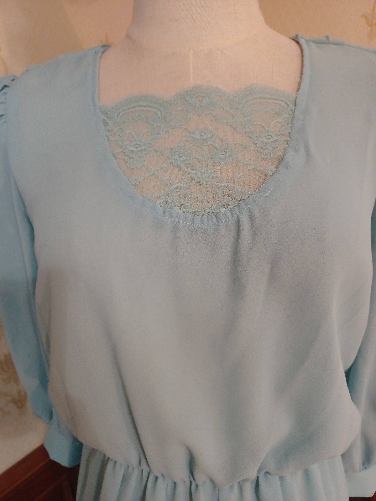 Vintage 1980s Sheer Pastel Aqua Bobby&rsquo;s Girl Romantic Coquette Dress