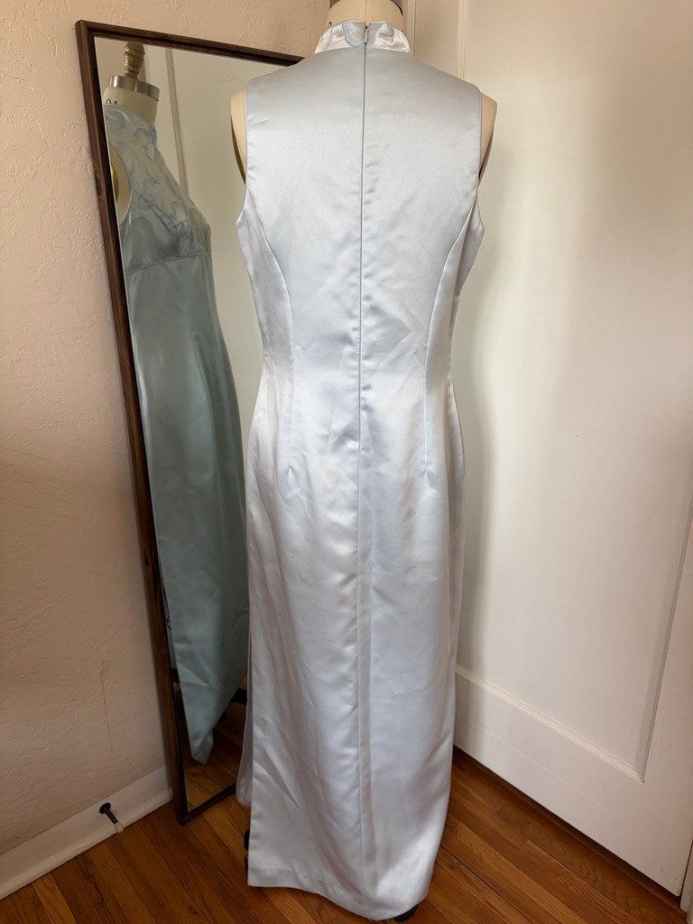 Jessica McClintock Gunne Sax Baby Blue Cheongsam Style Gown Sz 13/14 Y2K USA