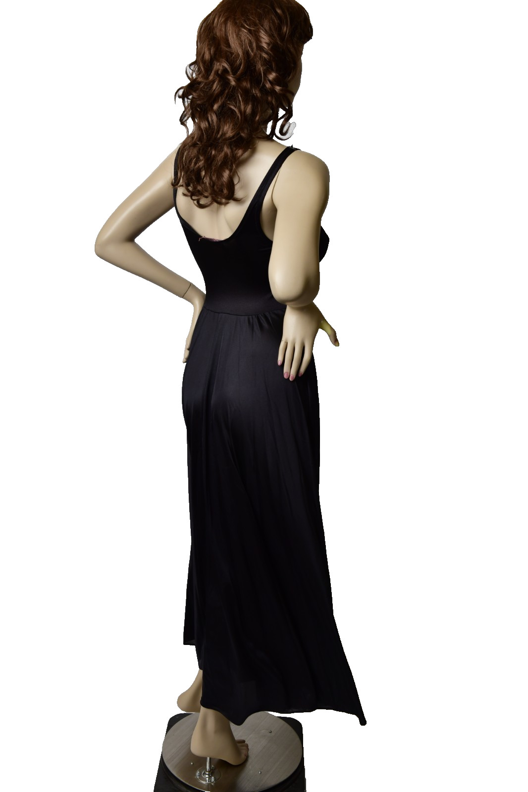 Vintage Black Vandermere Olga Style Size Med Long Nightgown