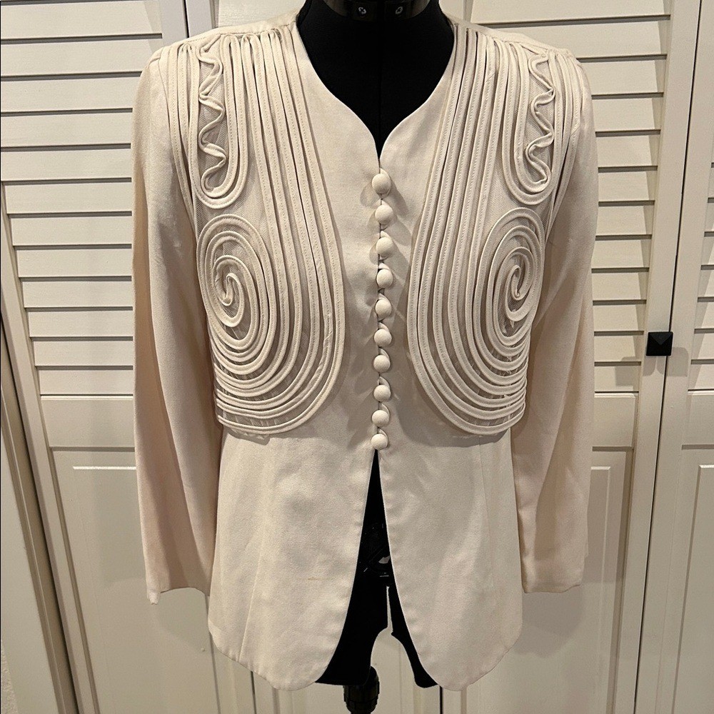 Vintage MW Elegant Light Peach Blazer with Button Detailing Size 10P