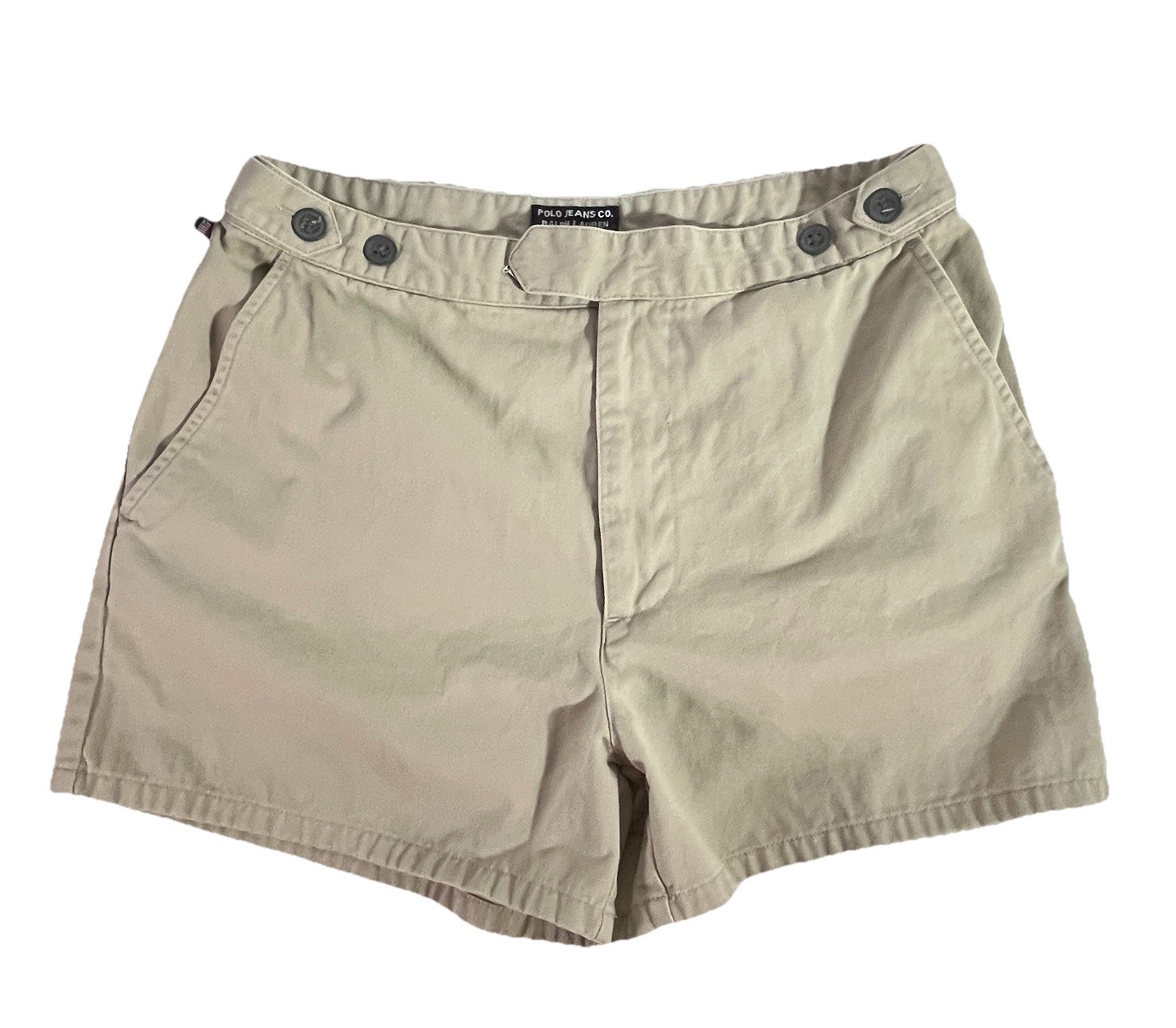 VTG Ralph Lauren Polo Jeans Co Chino Khaki Shorts Women Size 10 High Rise 90s