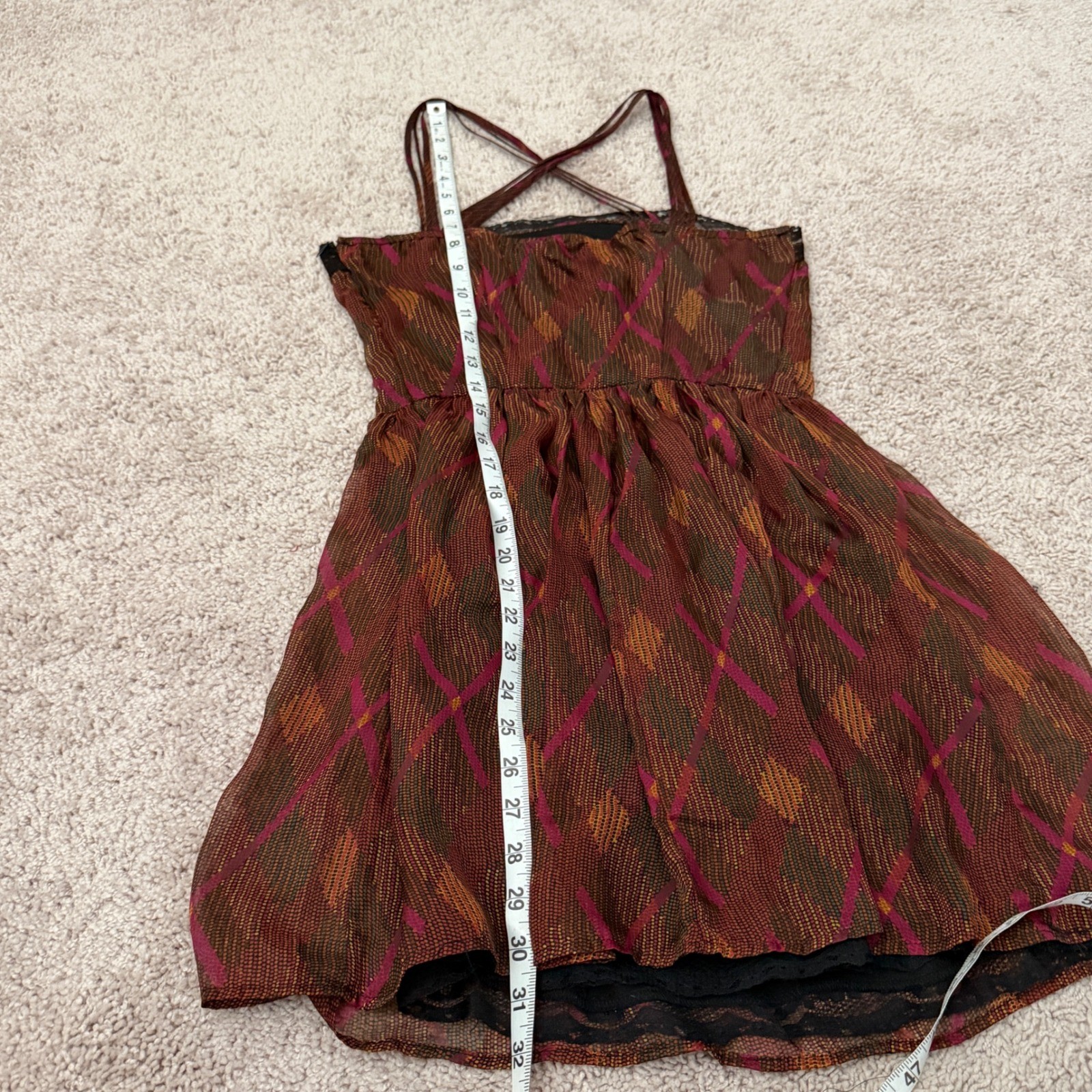 VINTAGE Y2K Silk Mini Dress Babydoll Lace Trim Fairy Grunge Coquette Size XS S
