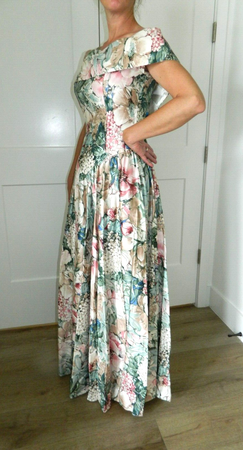 NWT VTG. The House of Bianchi Floral Garden Tea Maxi Dress 1980 sz 4 (fits 0)