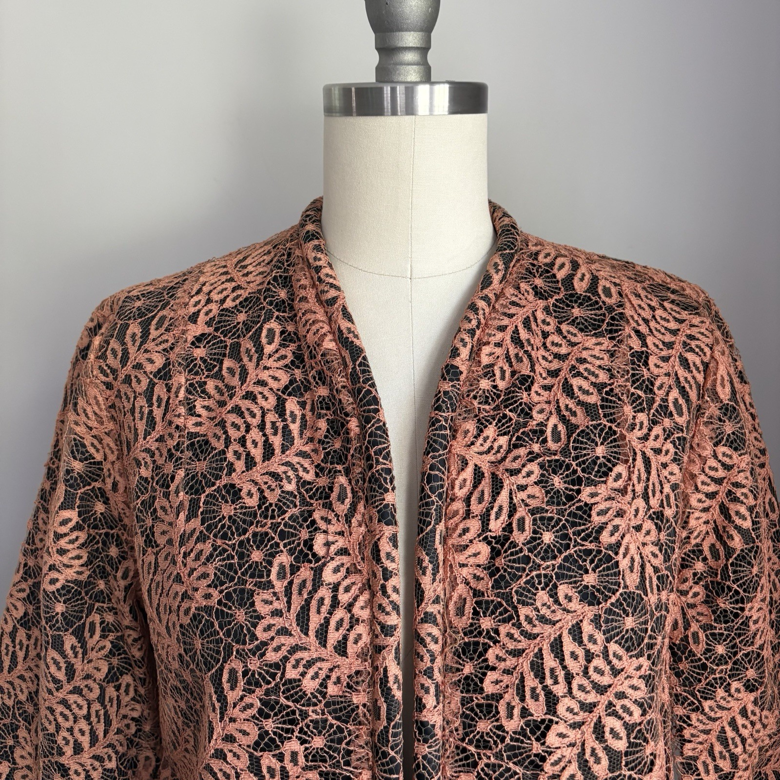 Vintage 50s Deadstock Copper color Spiderweb Lace Jet Black Cropped Jacket XS/S