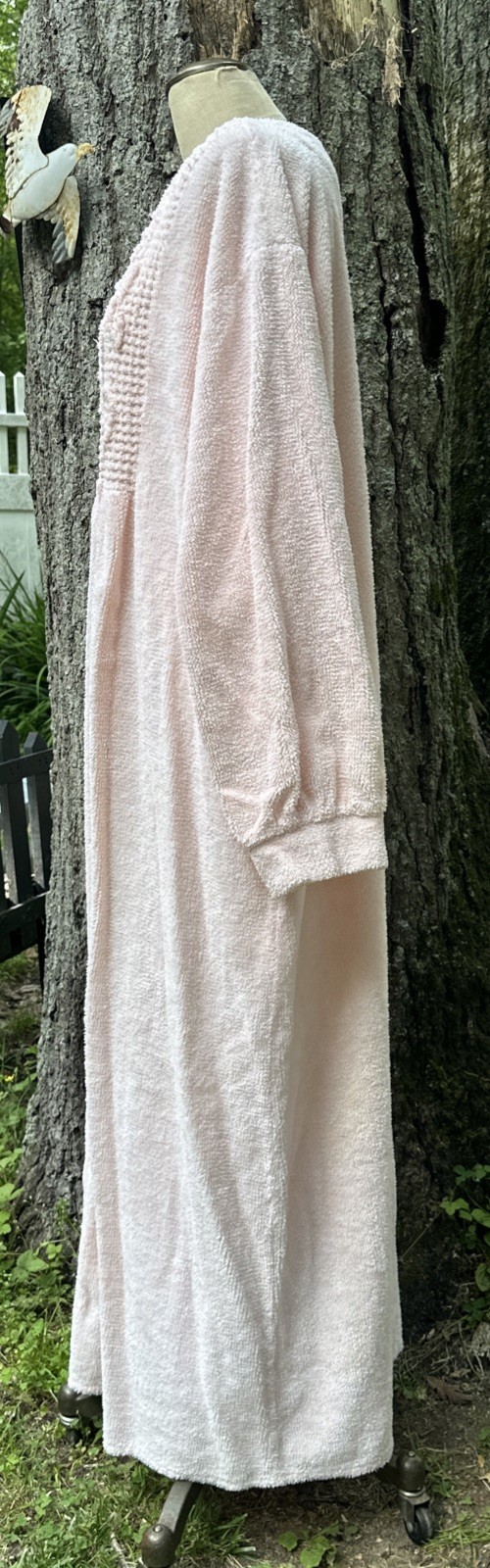 Vintage Stan Herman Platinum Collection Chenille Robe Maxi Pink 3/4 Zip Size 1X