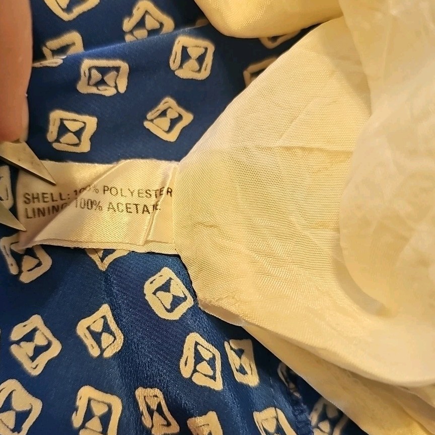 VTG Dereta SIZE 16 Blue White Lined Polyester Flowy Panel Midi Skirt
