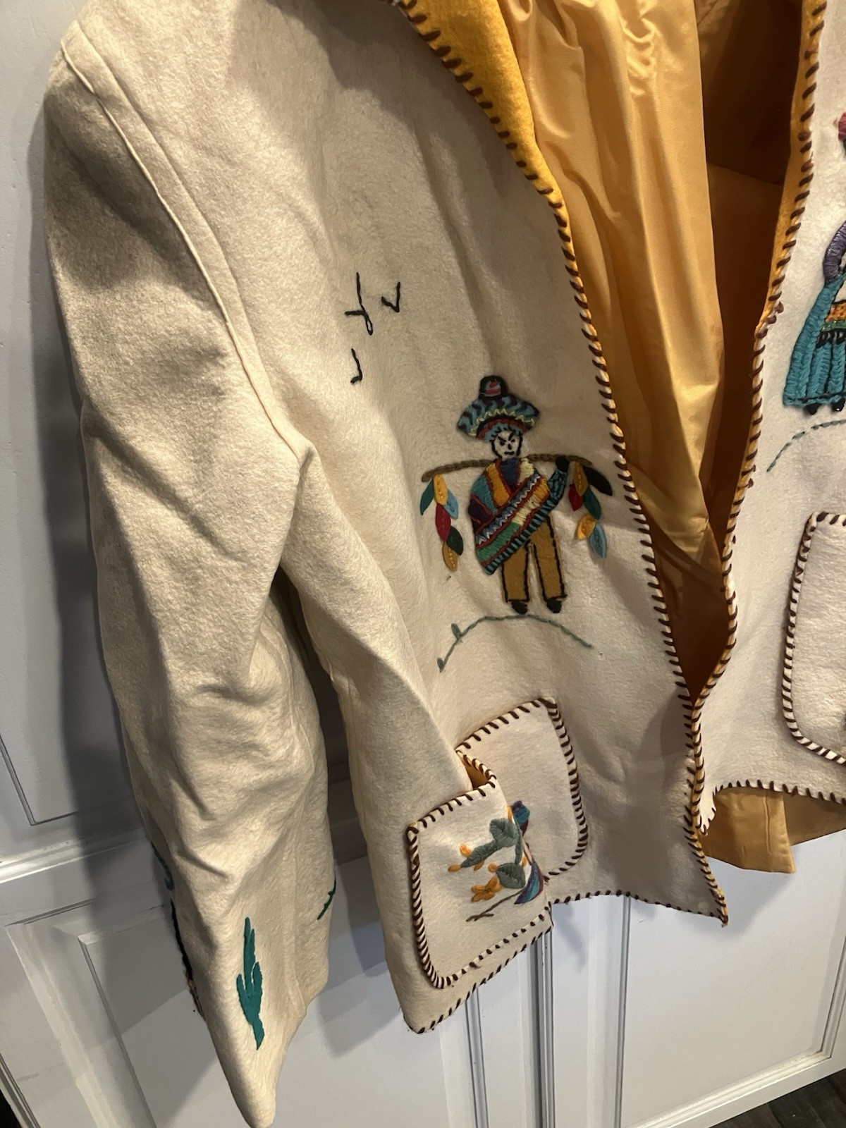 Mexican Tourist Jacket Vintage Wool with Anahuac Embroidery