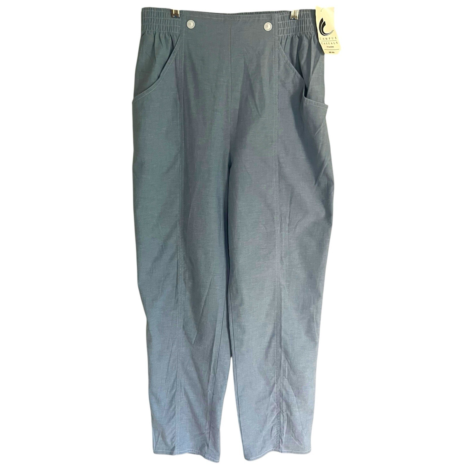 1990s Vintage Campus Casuals Pants NWT 15/16 Light Blue Cotton Tapered M USA
