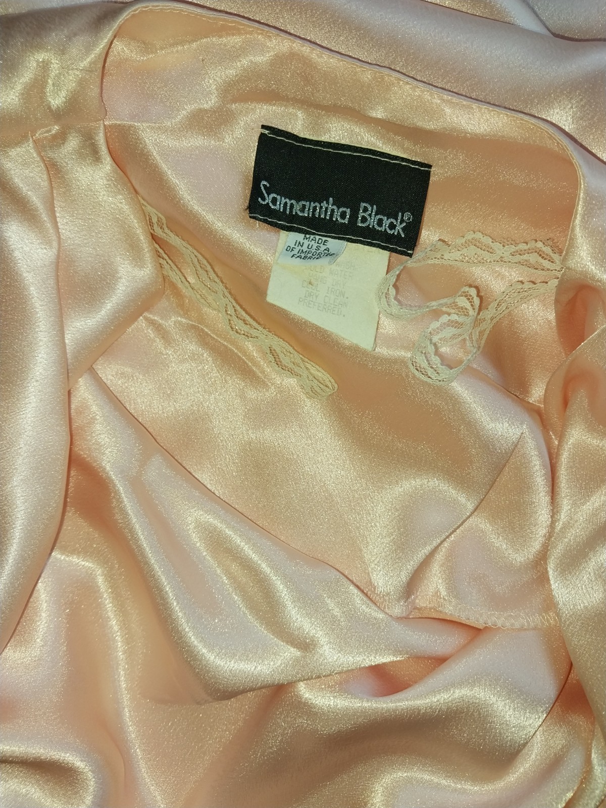 Vtg SATIN IMPORTED PEACH PINK COWL CASCADE 350&Prime; GRAND SWEEP FLARE MAXI DRESS L42