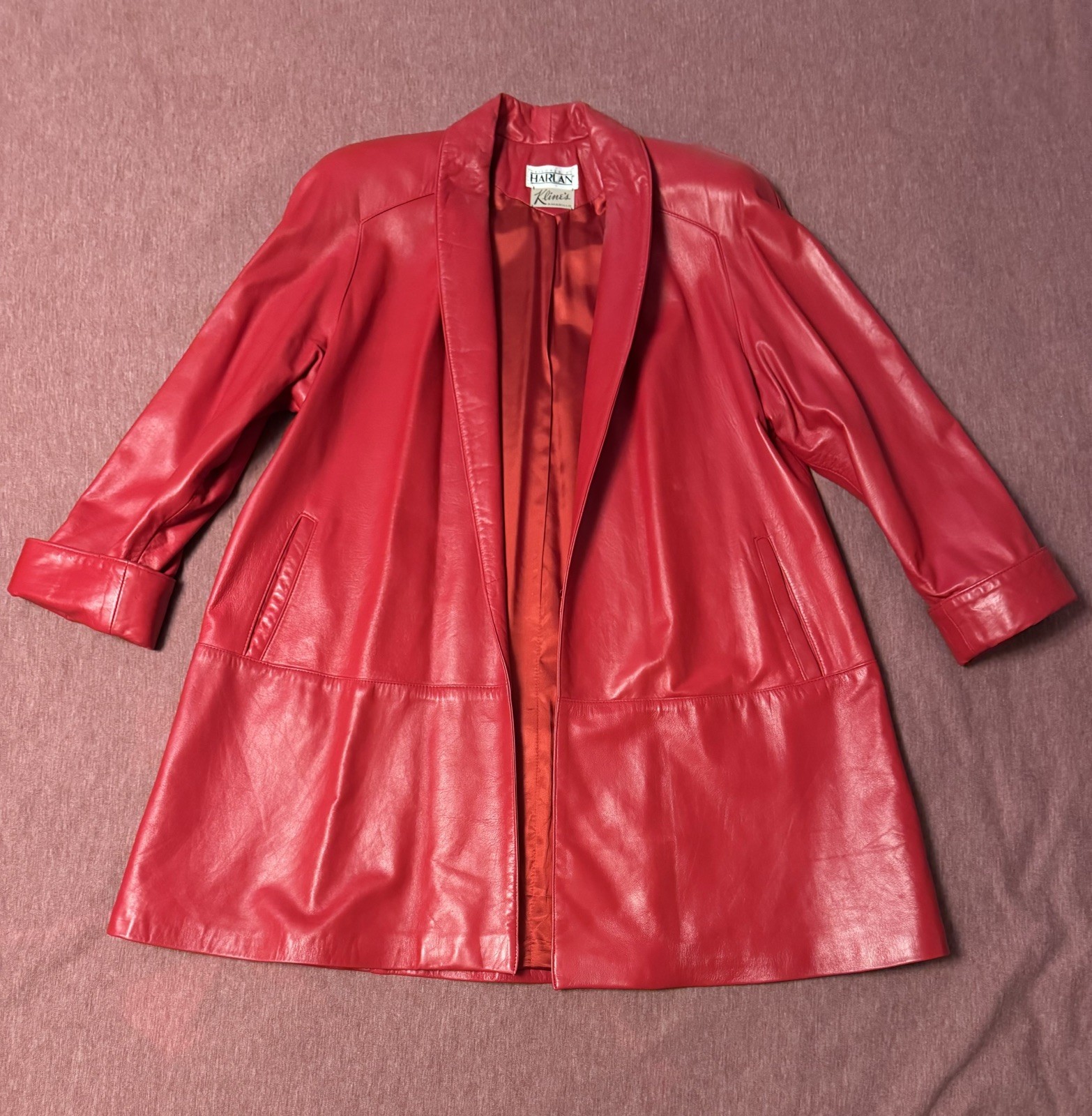 Vintage Red Leather Swing Coat and Full Skirt Women&rsquo;s made by Harlan for Kline&rsquo;s