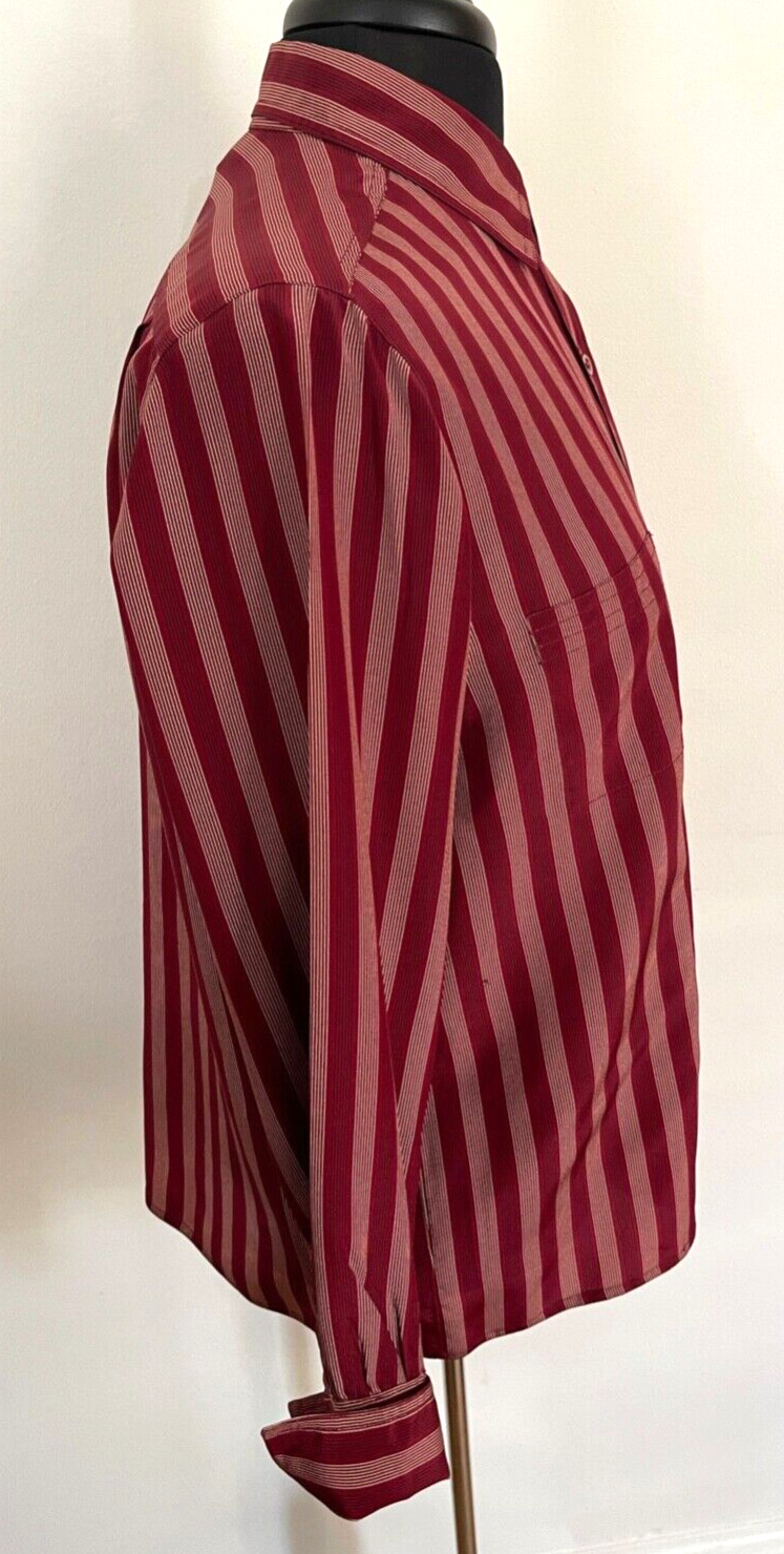 Authentic Vintage 1970s Chanel Striped Silk Blouse Size 40 YY221