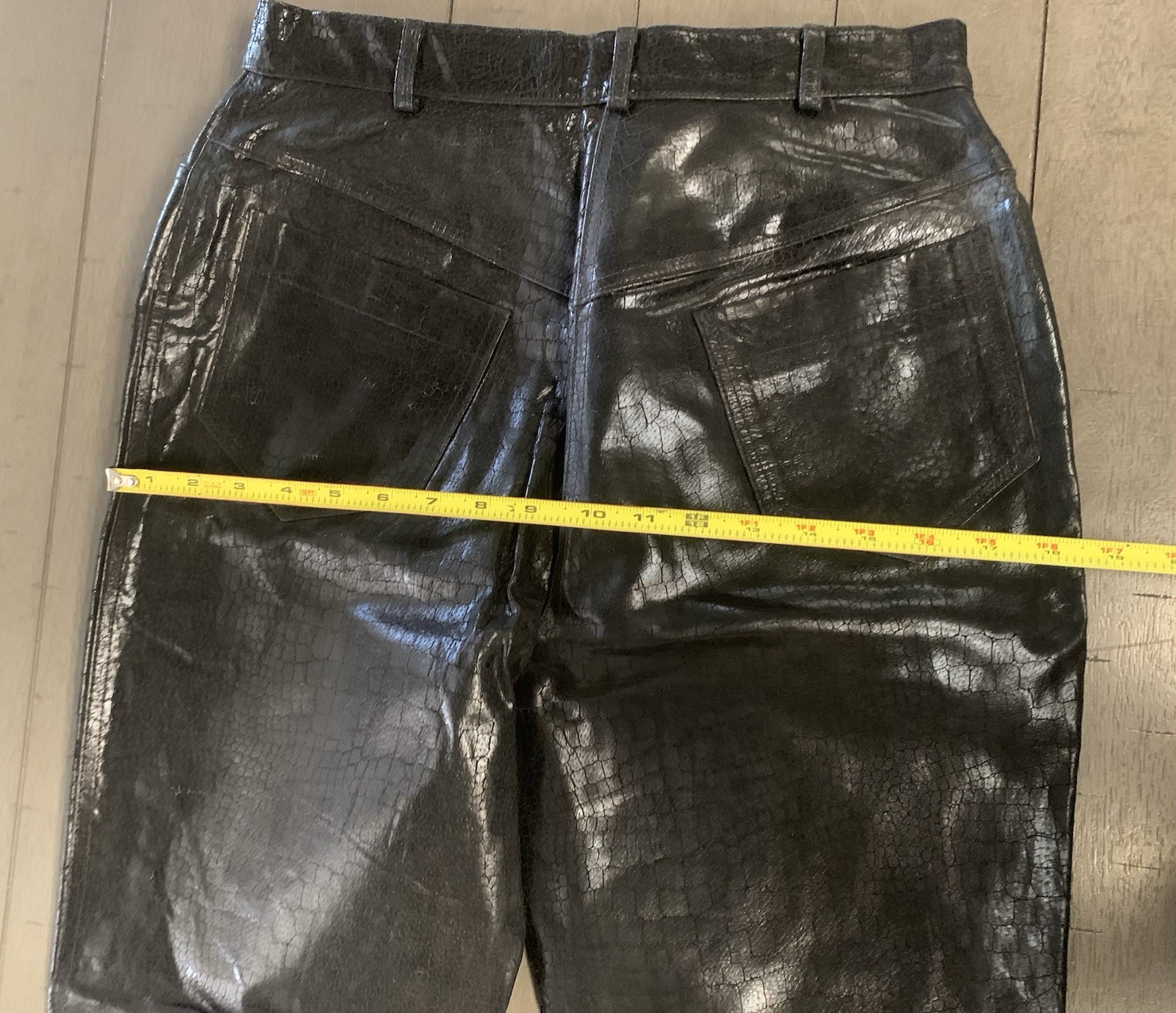 B3 90s BENELLE BIKER BLACK SOFT LEATHER PANT BOOTCUT MOTORCYCLE 28×31” RAW HEM