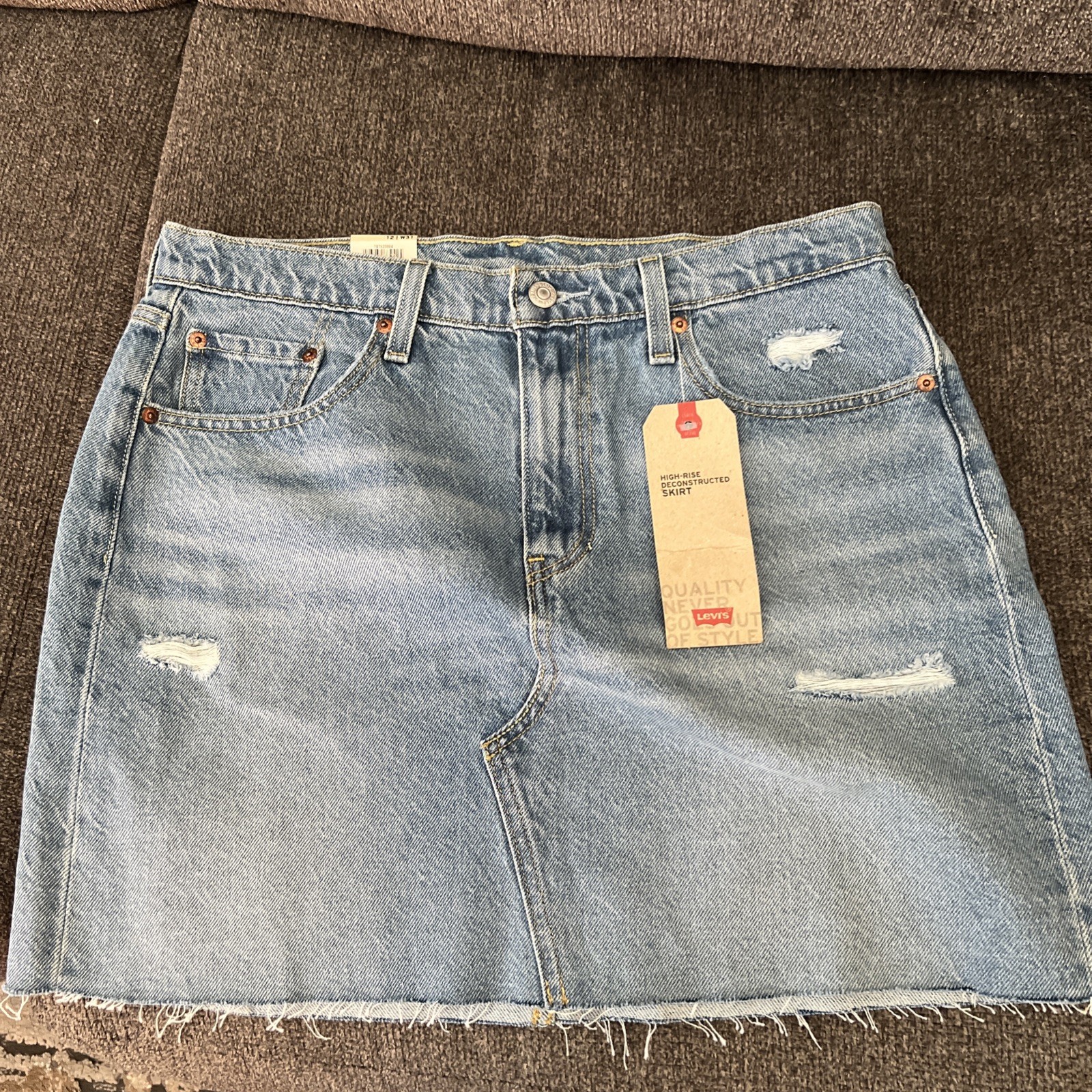 Levi&rsquo;s Denim High Rise Deconstructed Skirt Distressed Size 12 W31