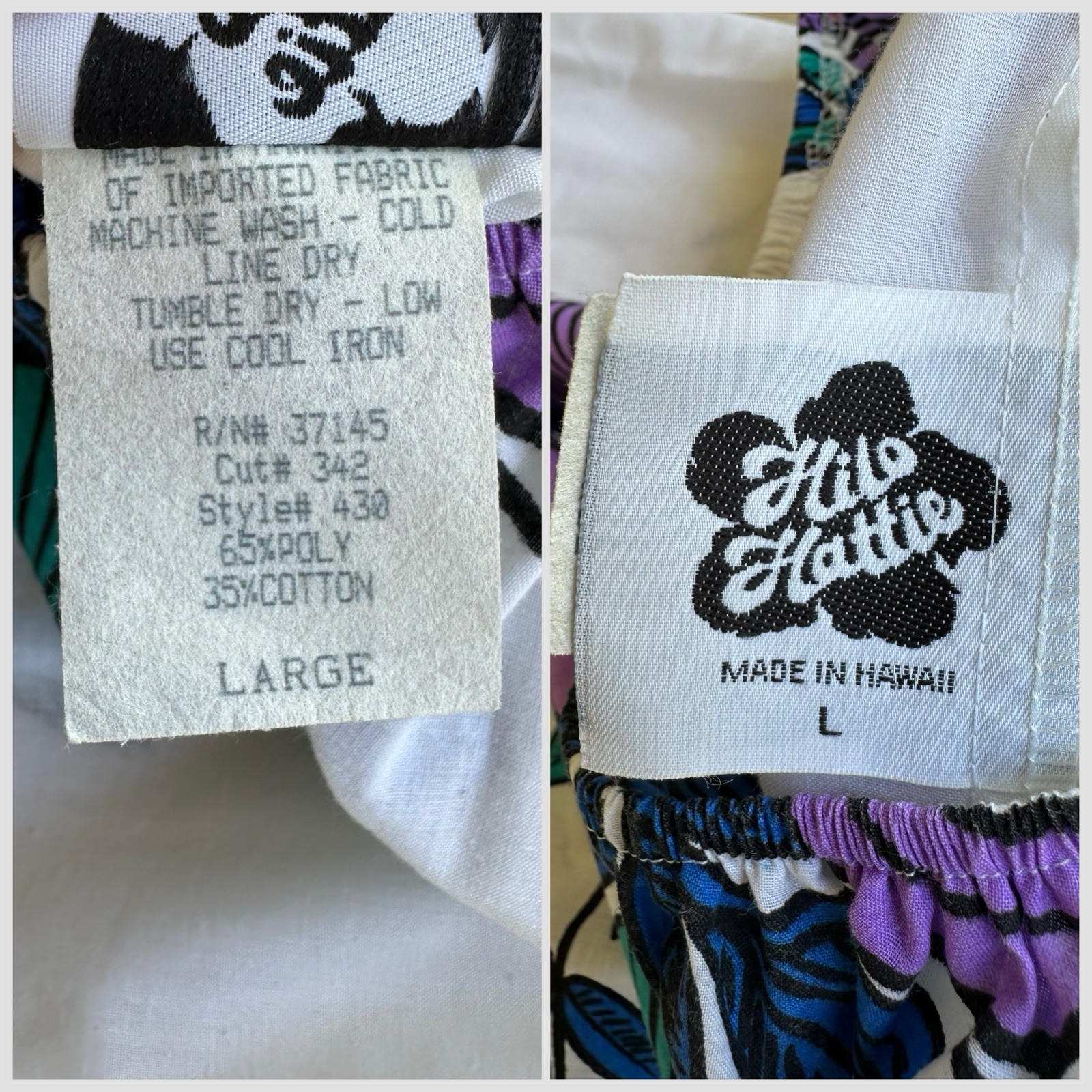 1980s Hilo Hattie Hawaiian Dress Monstera Floral Mumu Tropical Resort L 90s VTG