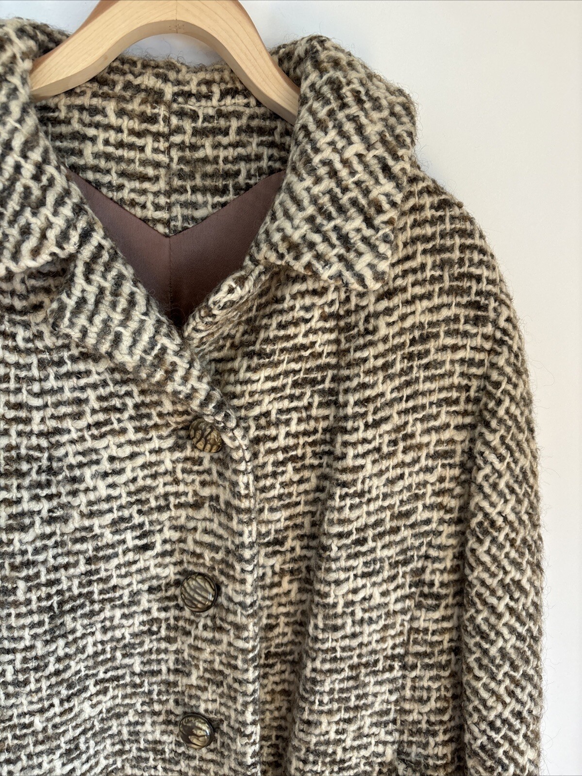 Herbert Bass Wool Coat M* Big Buttons Union Label True Vintage Boucle Nubby