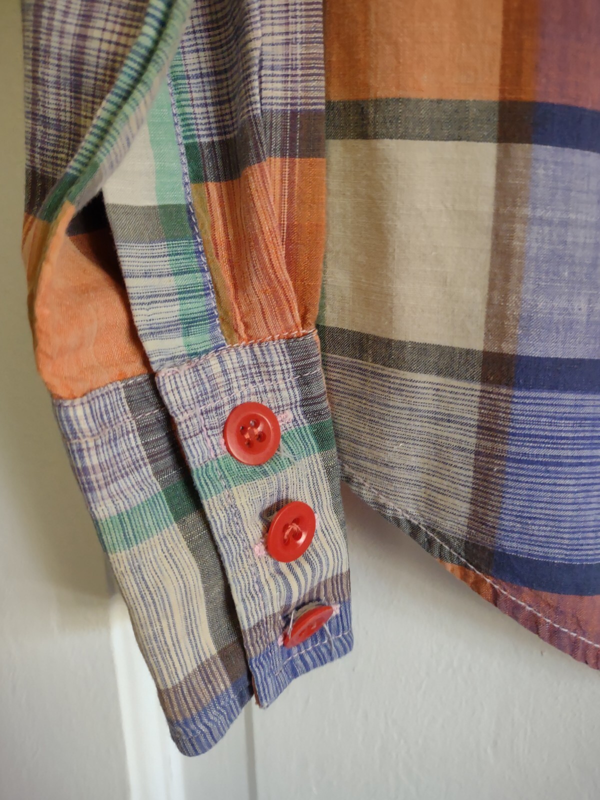Vintage Gentleman John Button Front Shirt 60&rsquo;s Women&rsquo;s Size XS/Sm Plaid RARE
