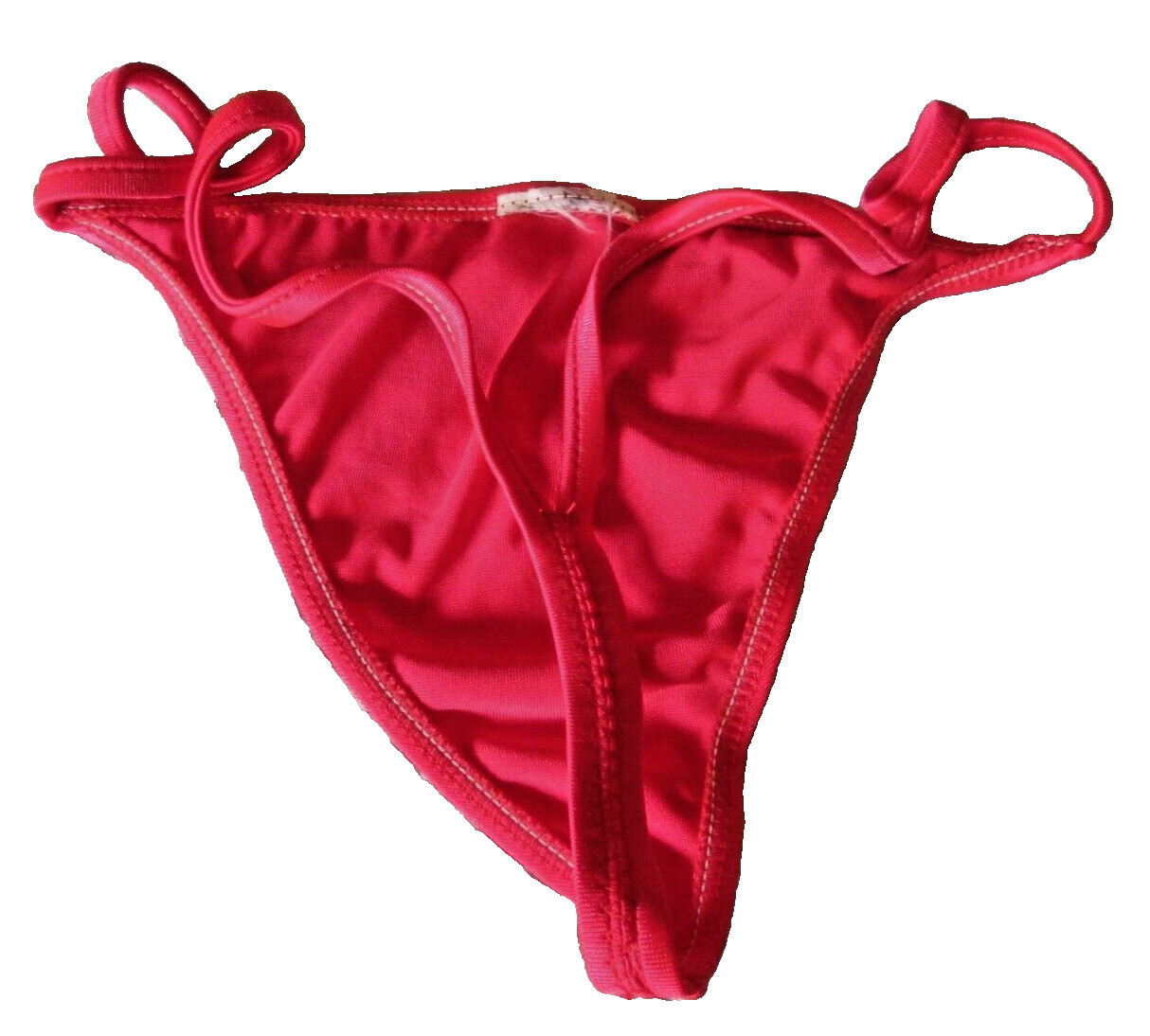VINTAGE – SOFT SHINY HOT PINK G-STRING -ELASTIC SIDES -MED. NO LABEL -SISSY