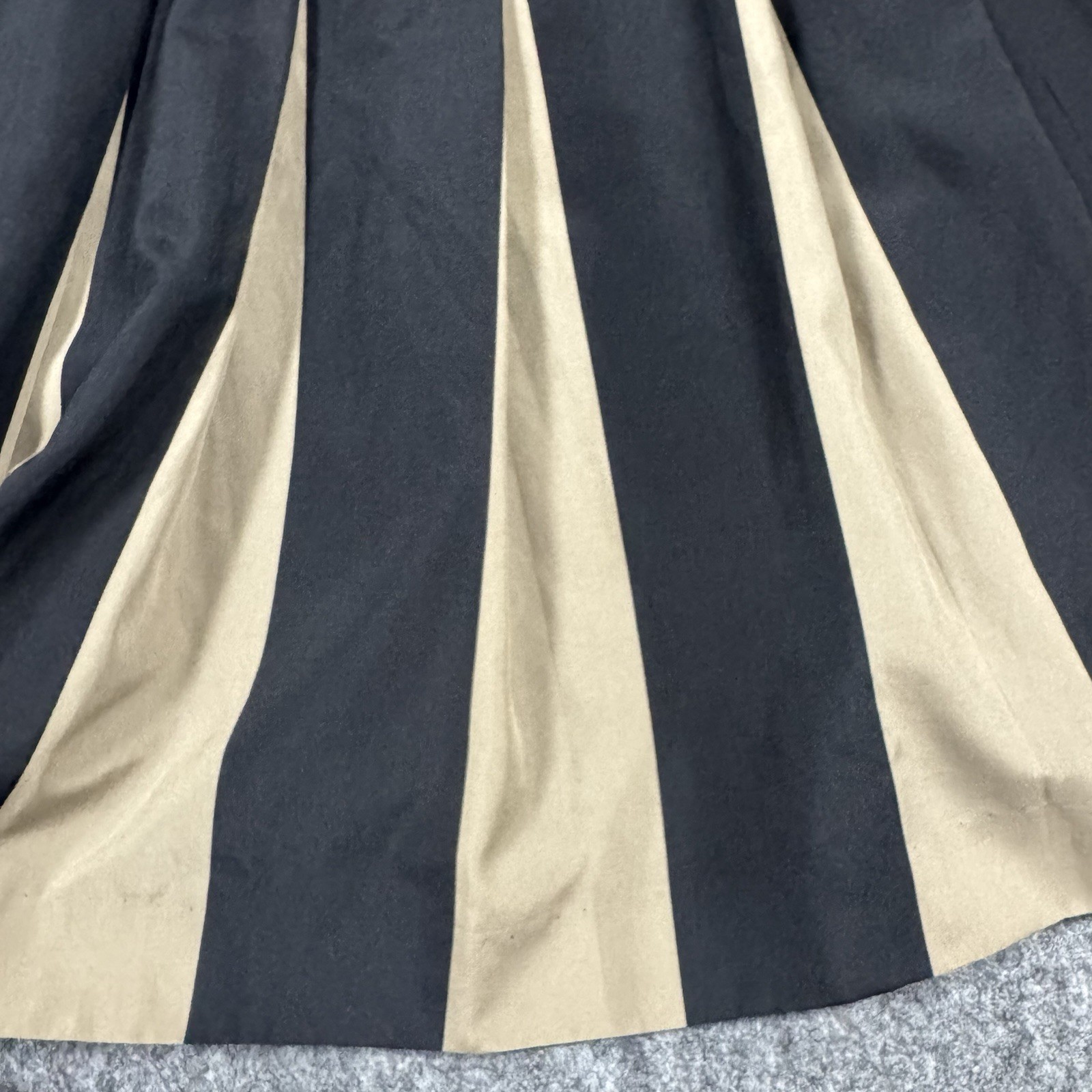 Vintage-Inspired Black & Tan Striped Pleated Dress Retro 1940 1950s ERA Size 5/6