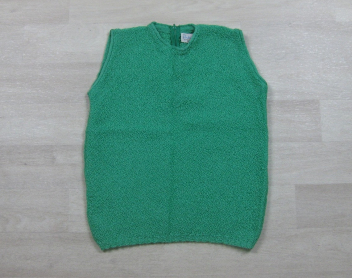 Vintage 60s Pandora Shagora Mohair Wool Sweater Vest Womens (S) Green High Neck