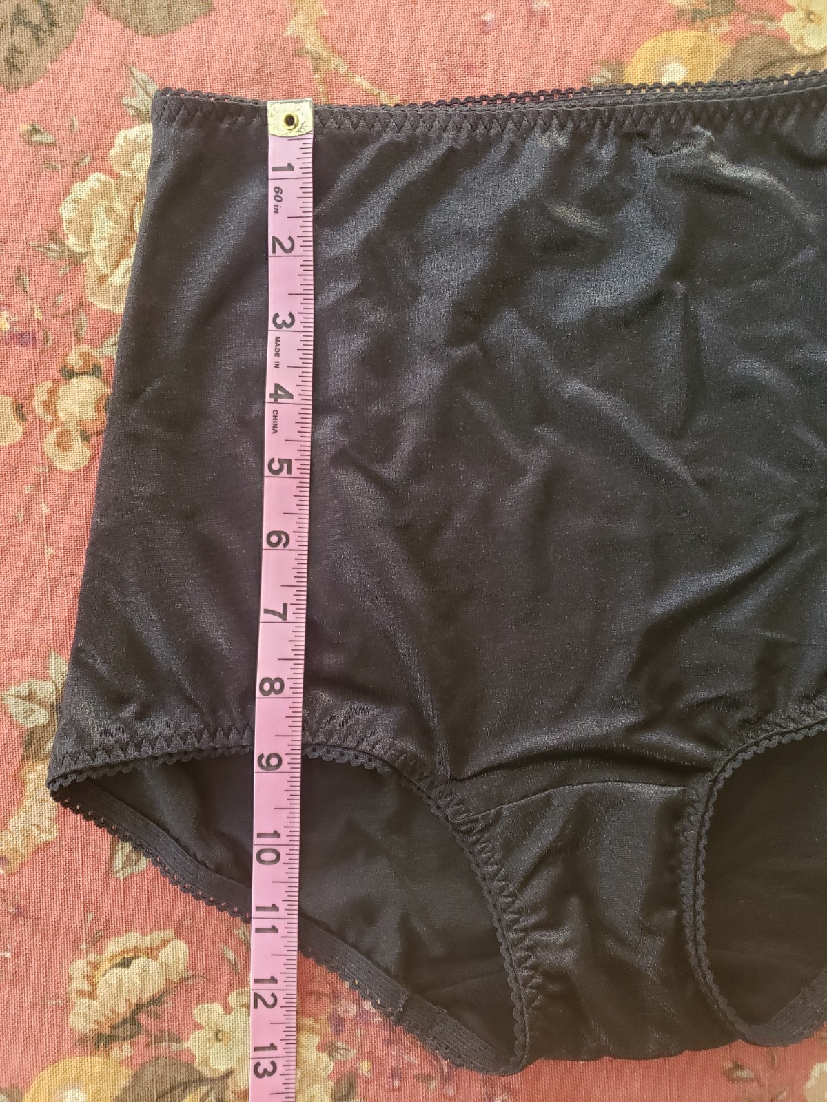 VTG Black Girdle Briefs Shiny Underscore Size XL New Support Pantie High Waist