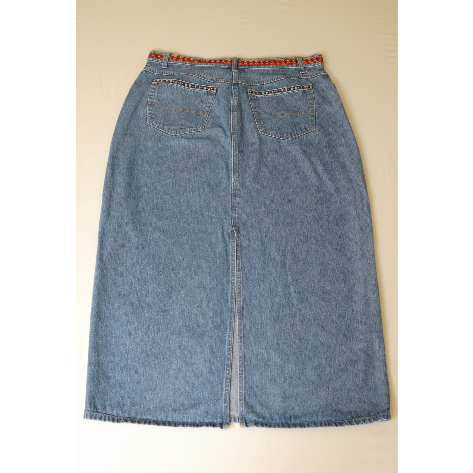 Vintage 90s Venezia Denim Maxi Skirt Southwest Long 16 Volup Curvy Tall