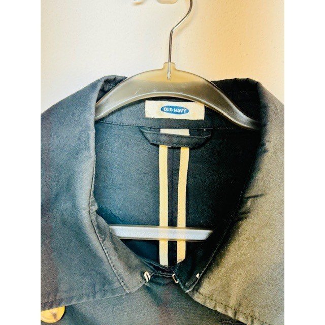 Old Navy Vintage Fall 2003 Black Double Breasted Belted Trench Coat XL Reined