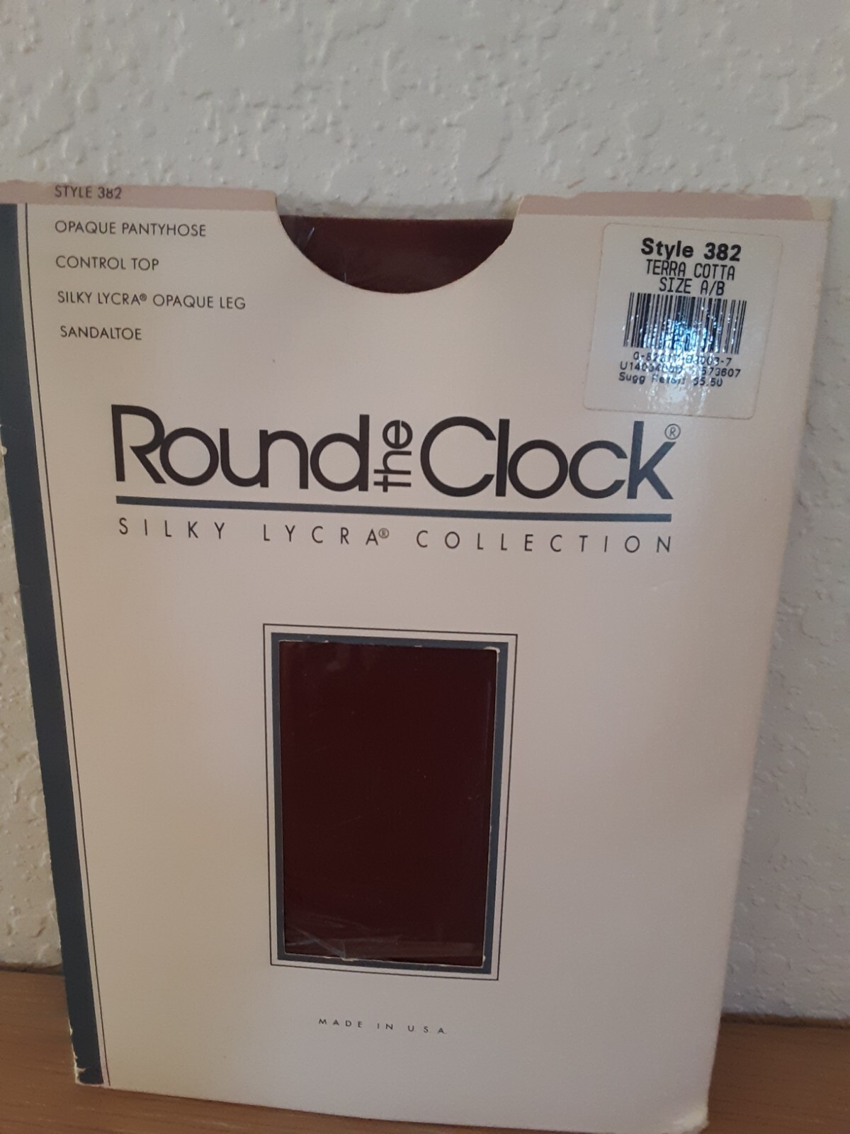 Vintage 1990&rsquo;s Round The Clock Pantyhose Silky Lycra Collection AB TERRA COTTA