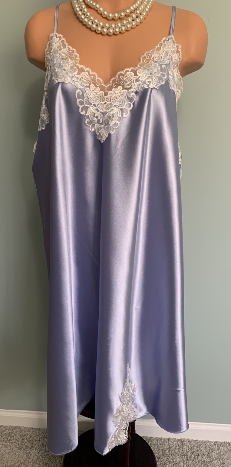 NEW Glossy Wet Look SATIN Chemise NIGHTGOWN 3X Full Slip Dress Plus Sz