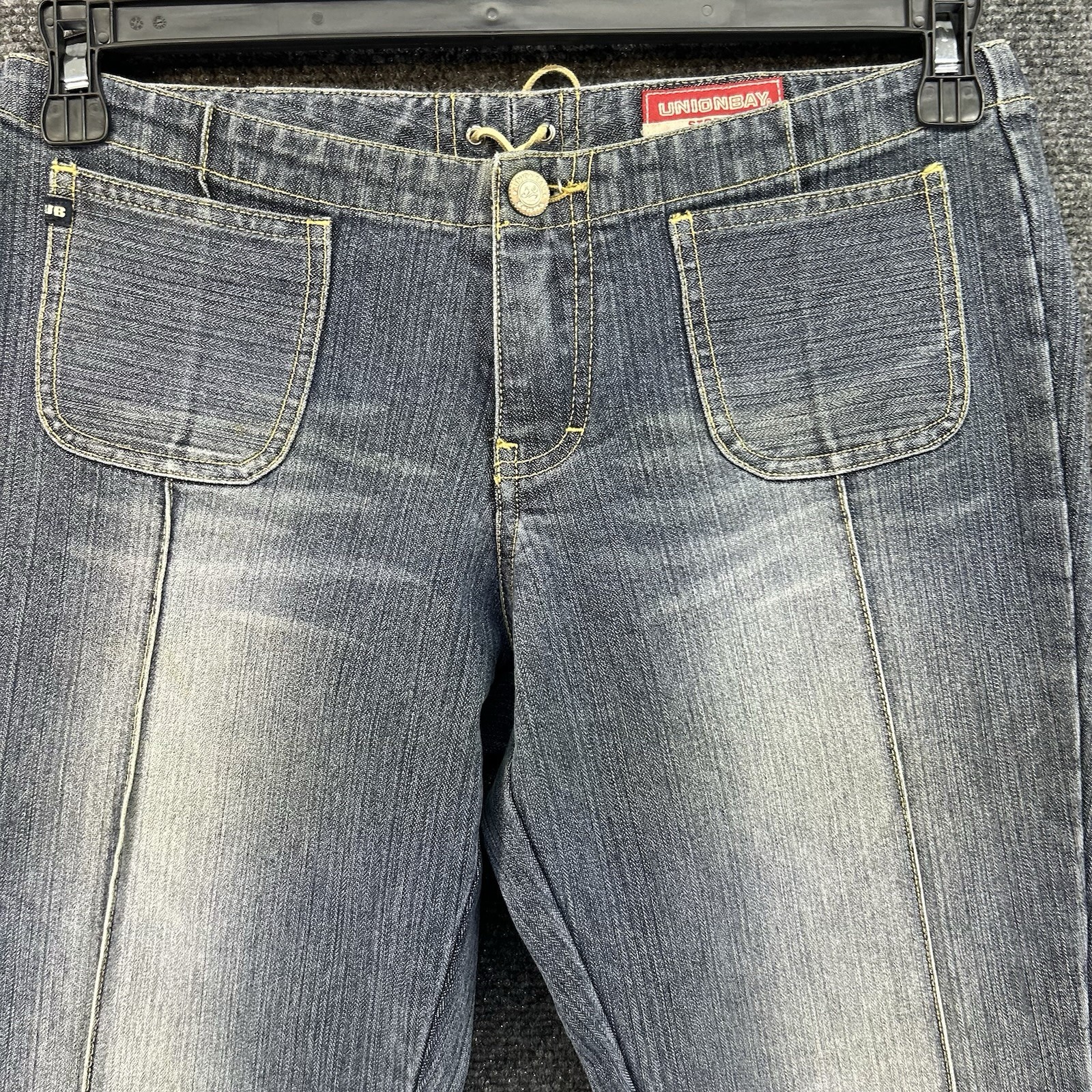 Vtg UnionBay Jeans Juniors 29×30 Low Rise Bootcut Flare Bareback Lace Up Y2K 00s