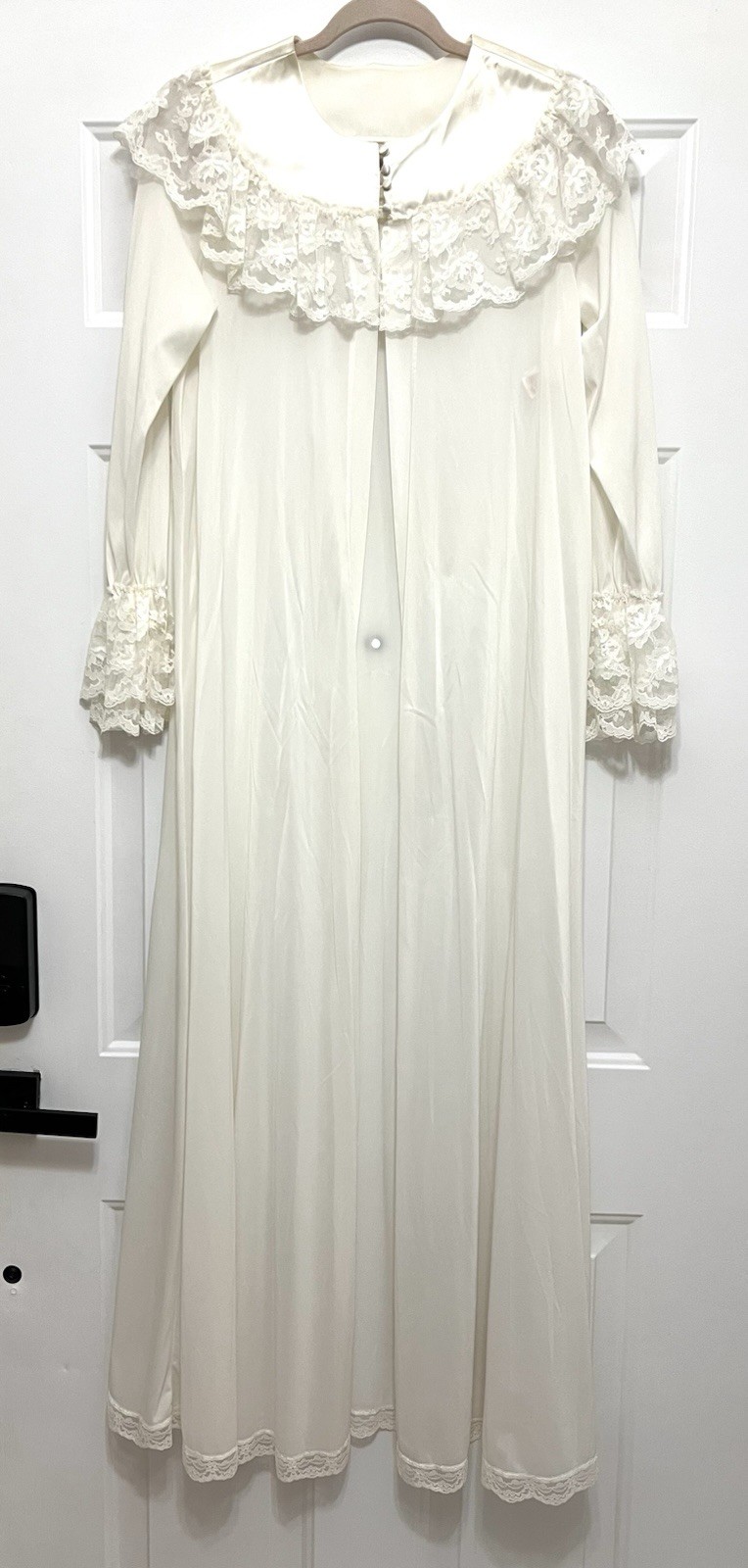 VTG Miss Elaine Sheer Chiffon Peignoir Robe Nightgown Hollywood Lace Romantic S