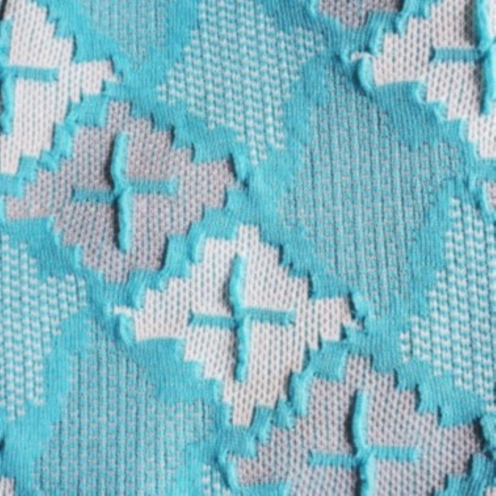 VTG 1970S Geometric Double Knit Shift Dress, Aqua/White Sleeveless Mod Tie L 12