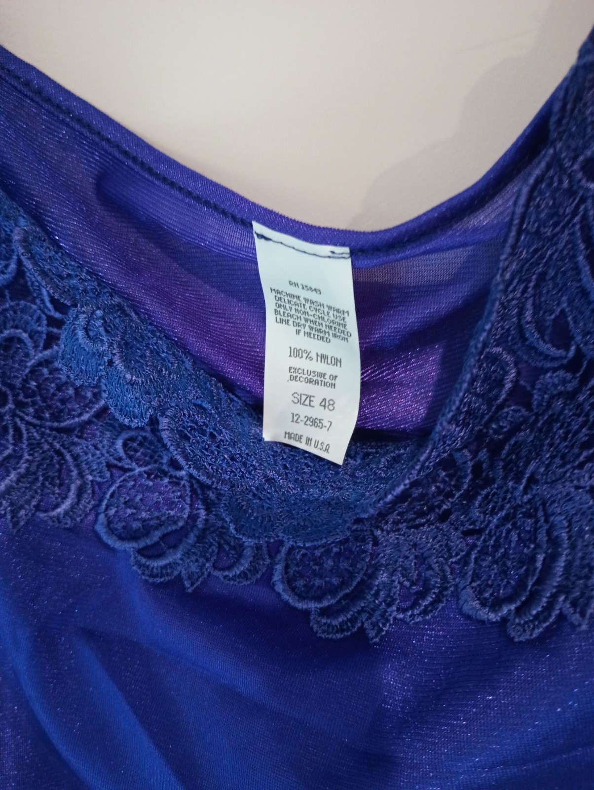 Vintage Movie Star Camisole Slip Tank Top 48 Purple Nylon Lace Whimsigoth Y2K