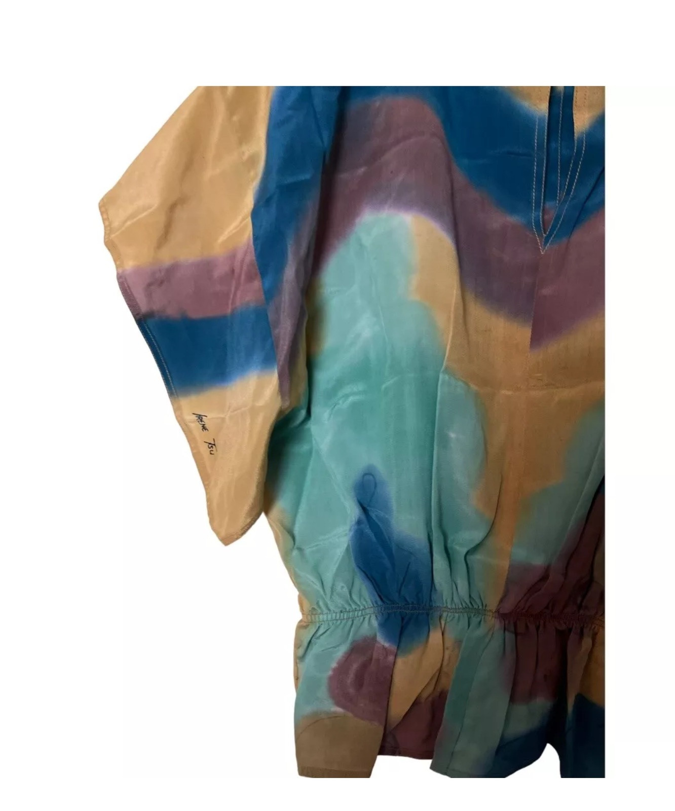 Vintage 80s 90s Irene Tsu Art To Wear Silk Hand Dyed Top S 1533