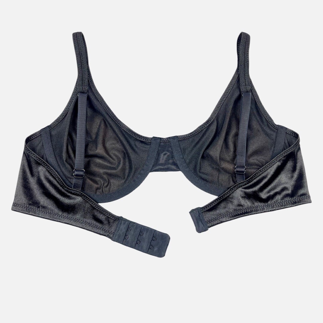 Unlined Satin Bra · Second Skin · Black · 36C