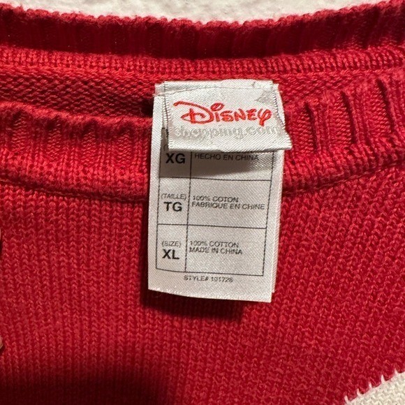 Vintage 90s Mickey Mouse Disney Argyle Pullover Sweater Oversized Red – XL