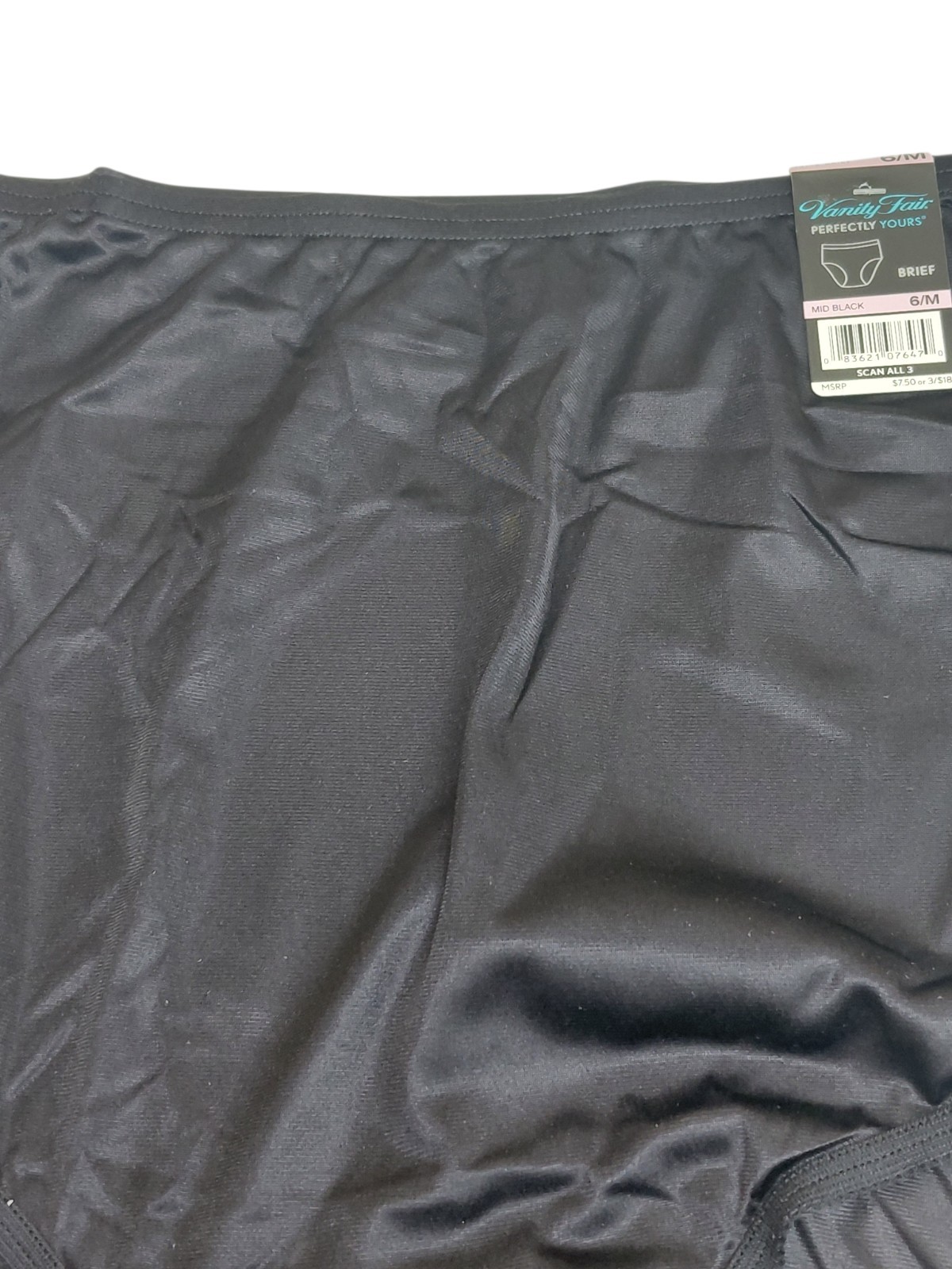 Vintage Mid Black Vanity Fair Brief Size 6/M No Lace