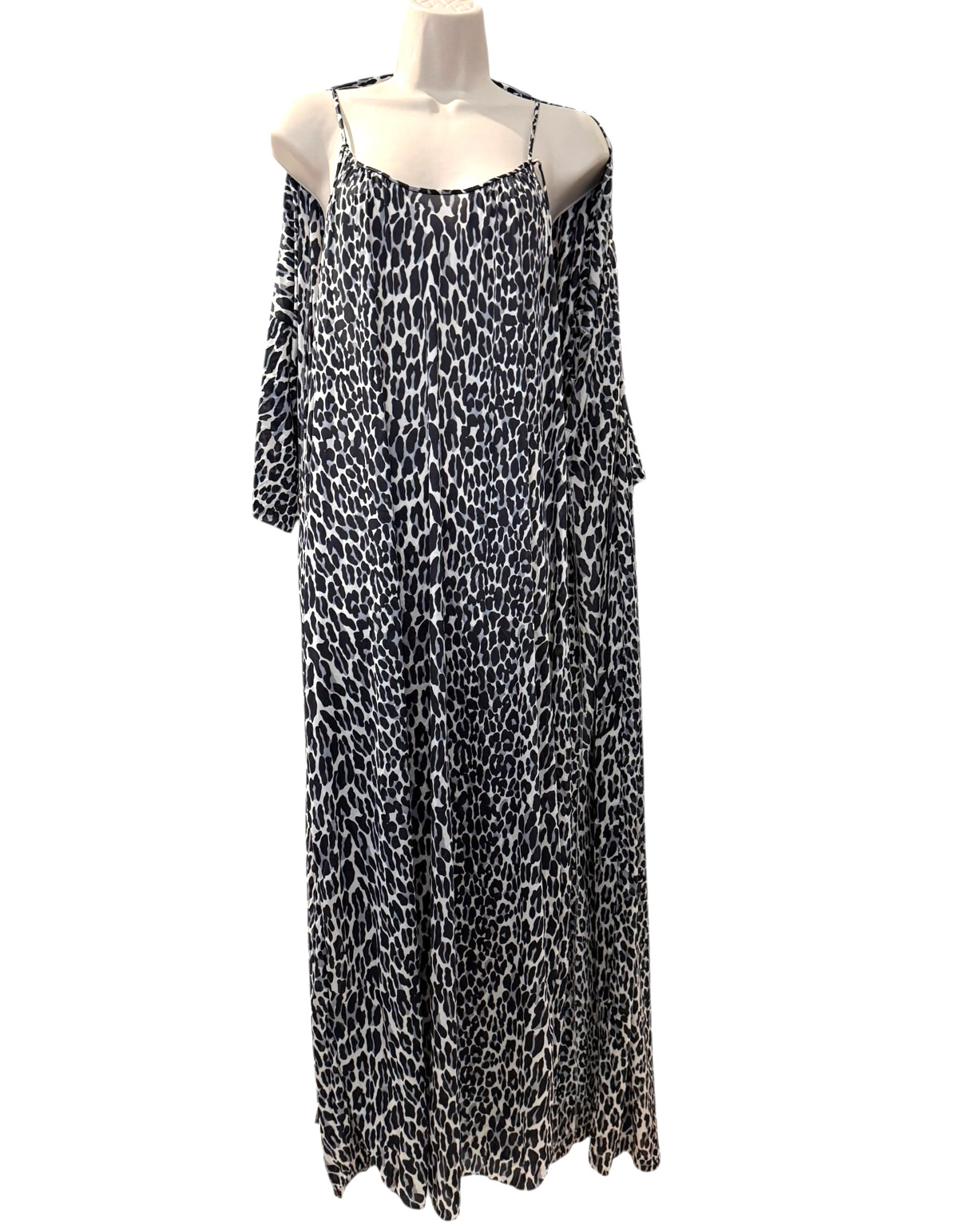 Vintage Large VANITY FAIR Leopard Wrap Peignoir Robe Lingerie Negligee Gown Set