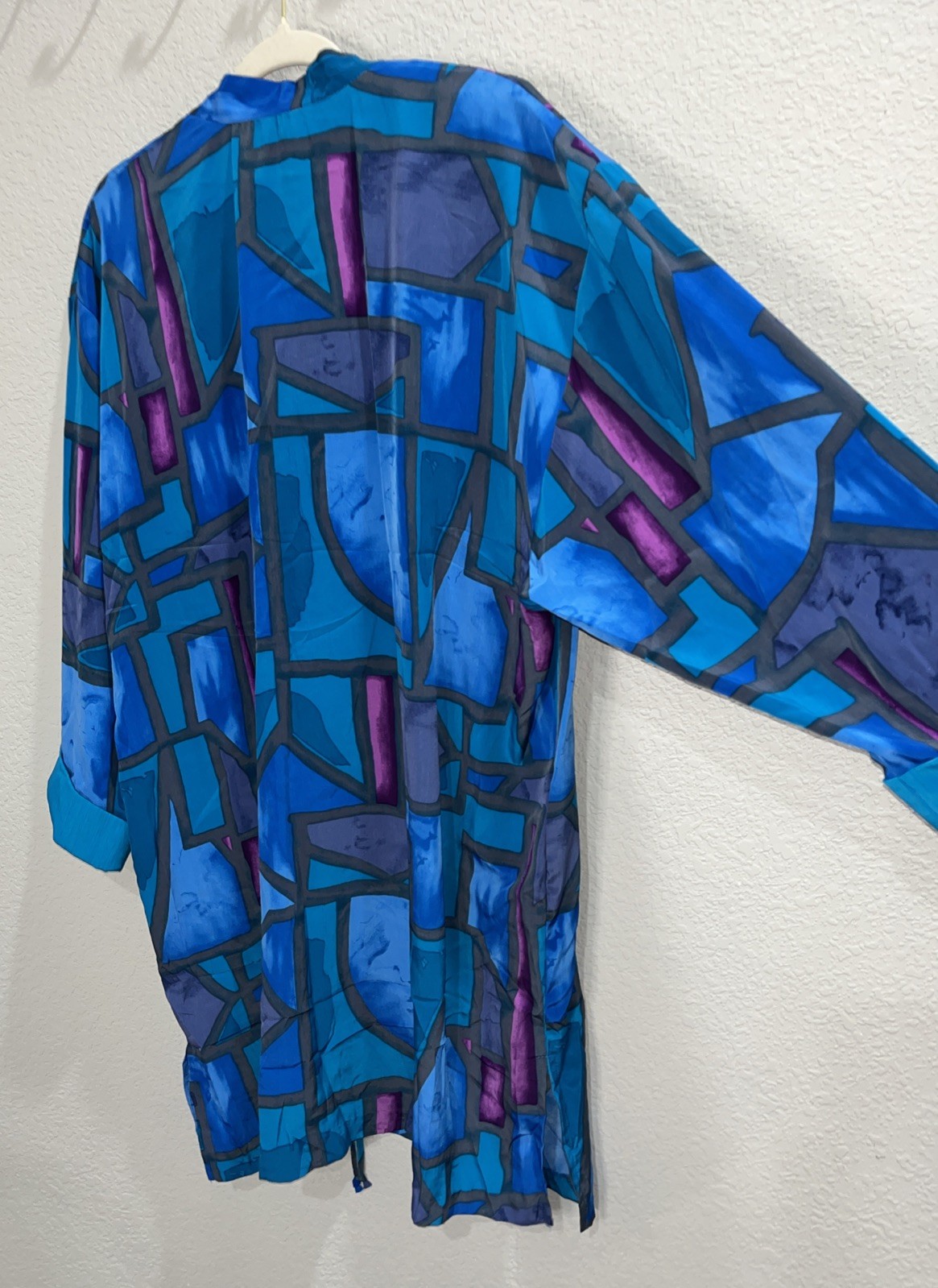 Peter Popovitch Robe Size MEDIUM Vintage USA Made Vibrant Tie Shoulder Pads