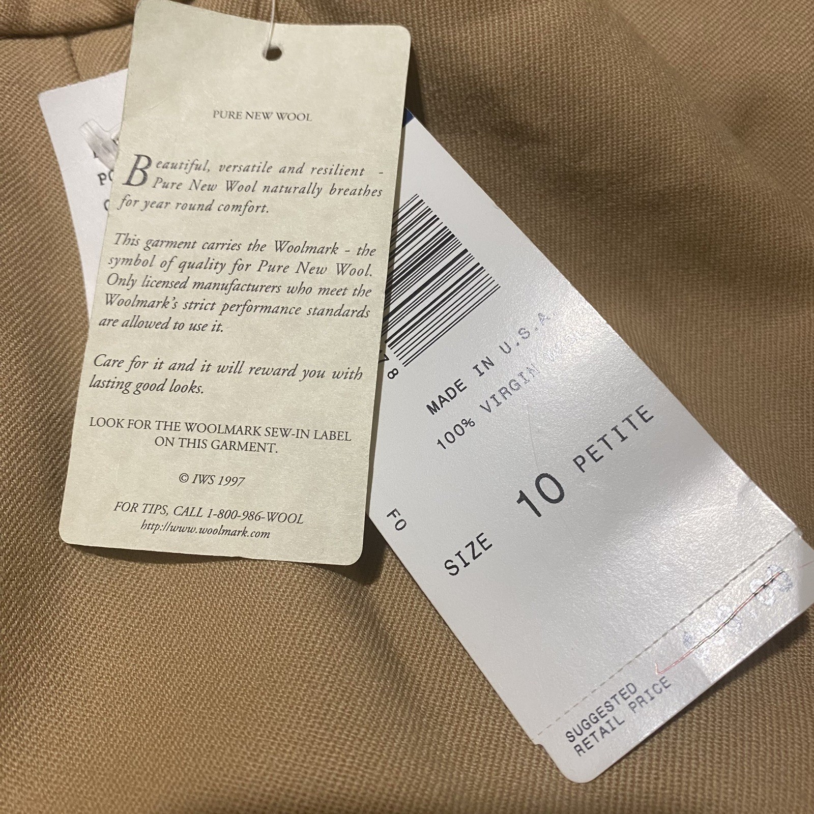NWT VNTG Pendleton Womens 90’s Power Skirt Sz 10 Tan Solid Wool Classic Preppy