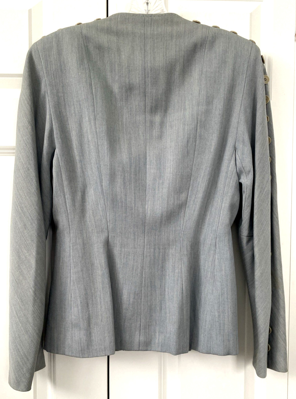 1940s Vtg Swansdown Gray Wool 2 Pc Suit Button Jacket & Skirt Nipped Waist OOAK