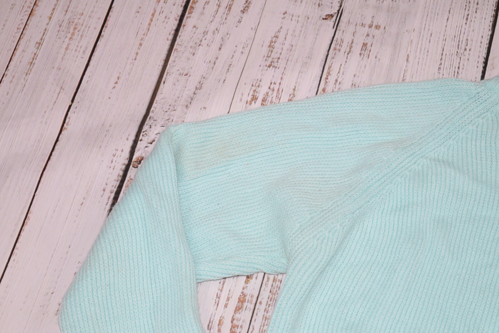 TRUE VINTAGE 60S FULL FASHIONED SEAFOAM GREEN BUTTON CARIDGAN PREPPY ACRYLIC L