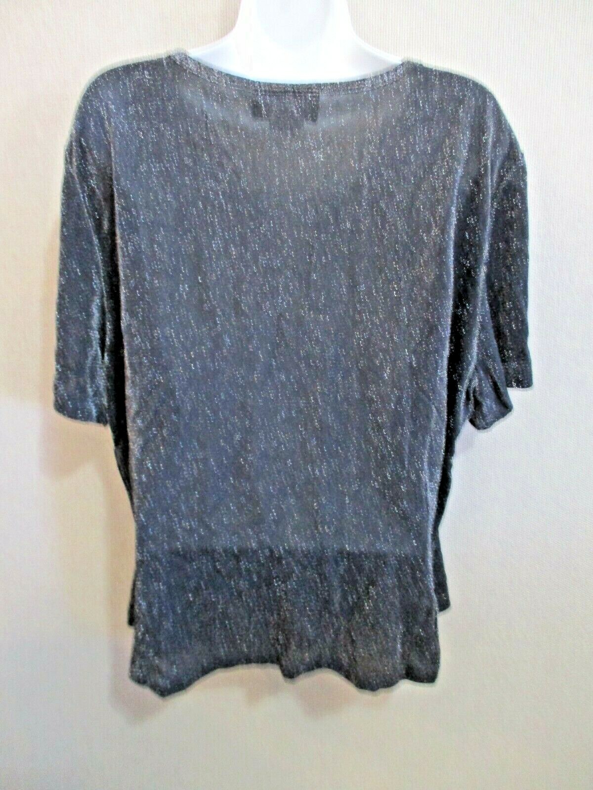 VTG California Concepts Top Plus Size 3X Black & Silver Metallic Sparkly Sheer E