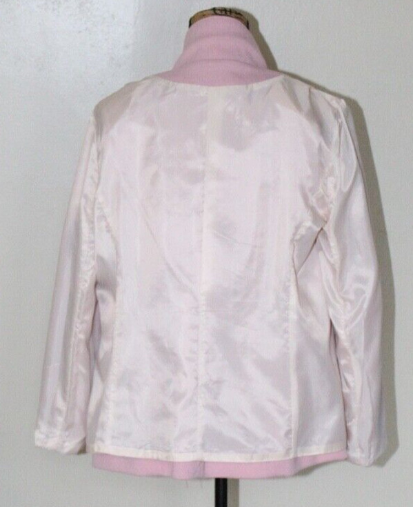 Vtg 60s 70s Dusty Pink Polyester 2 Pc Wide Leg Leisure Pant Suit Blazer Womens M