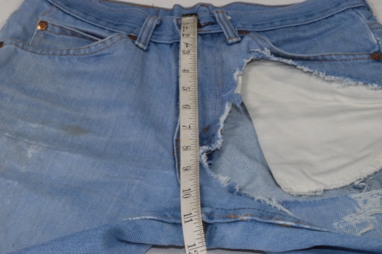 Vintage JCPenney Plain Pockets Jeans 27 x 30 70s Blue Bootcut Cowgirl Thrashed