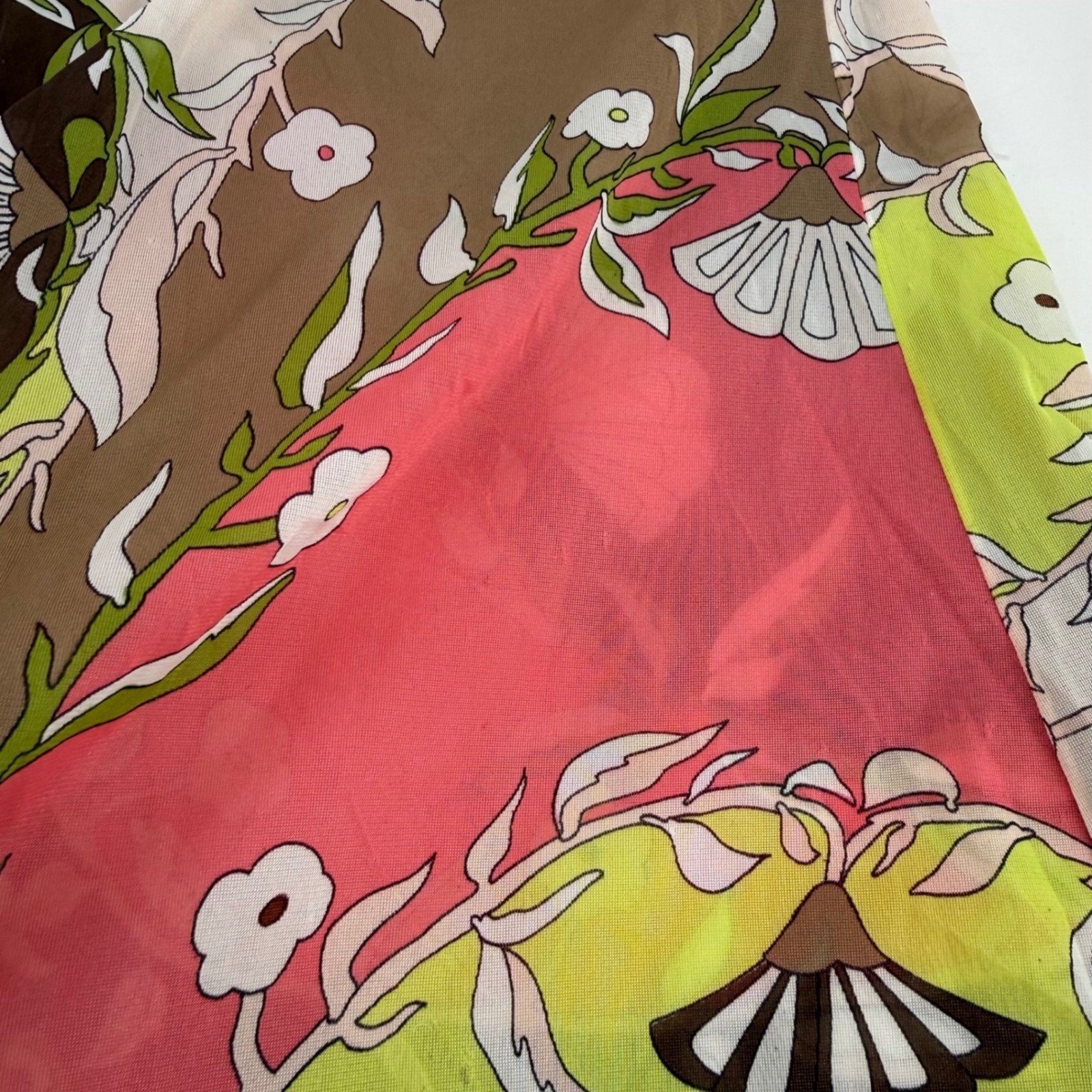 Vintage Emilio Pucci Floral Mesh Lingerie Slip Dress 36D Small Pink Green