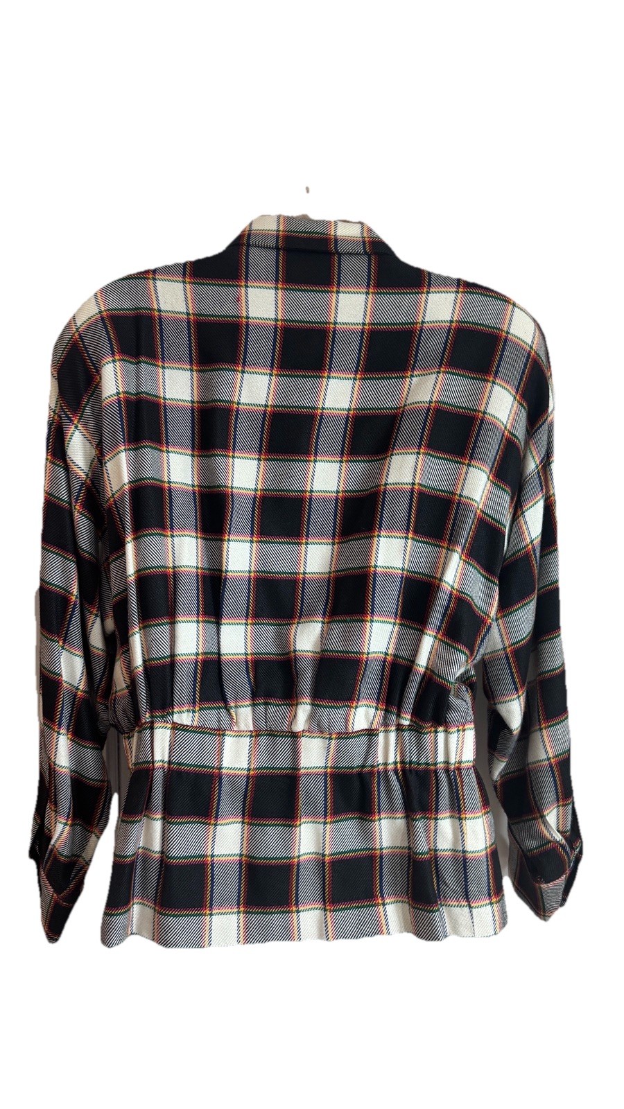 Vintage Emanuel Ungaro Plaid Jacket Y2K Preppy Blazer Size 4/38 Black Multi Zip