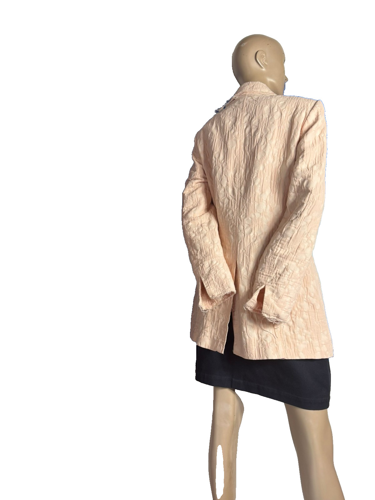 Soft pink brocade jacket with glitter buttons & belt – shabby chic size 40/42