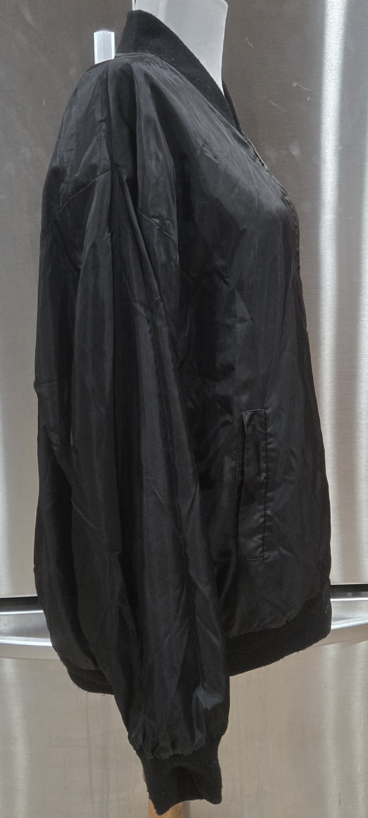 1980s Reversible Reflective Silky Baroque Clock Medallion Bomber Jacket Sz L