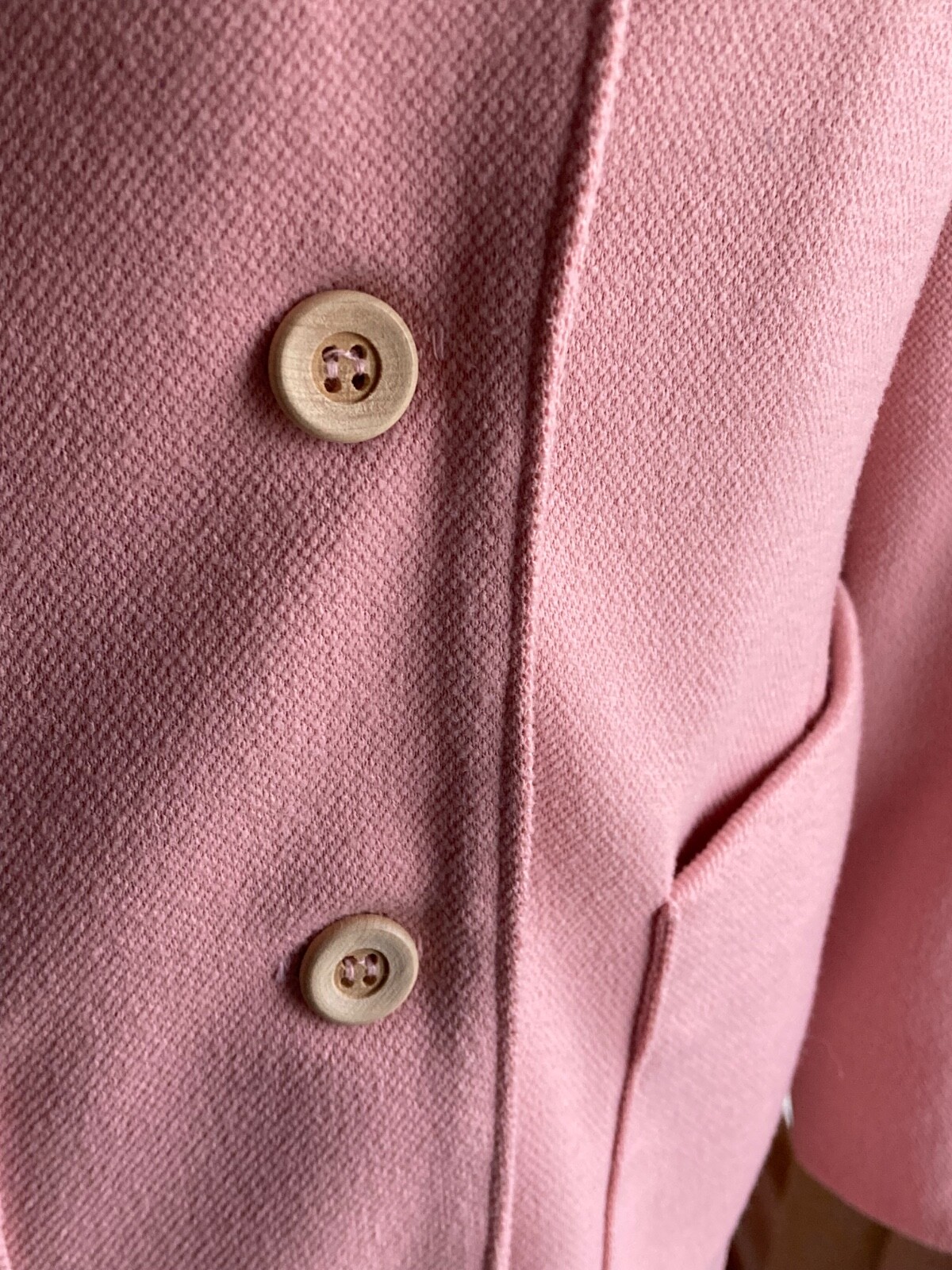 Vtg 60s 70s Dusty Pink Polyester 2 Pc Wide Leg Leisure Pant Suit Blazer Womens M